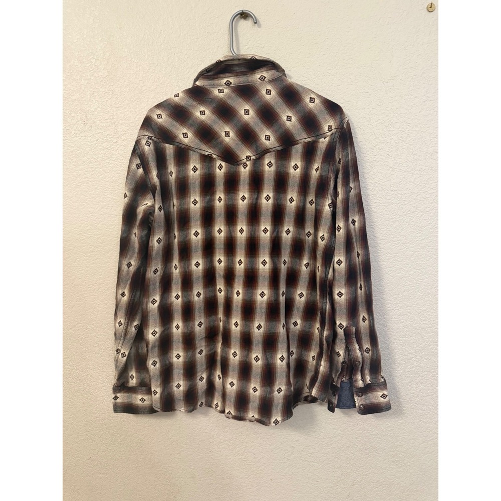 Cody James Mens Large Western Plaid Diamond Embroidered Button Up Shirt - Picture 6 of 15